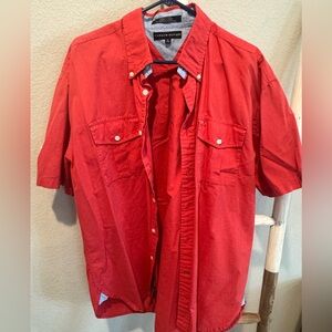 VTG Tommy Hilfiger Men's Red Casual Button Down Shirt (‘02) XL